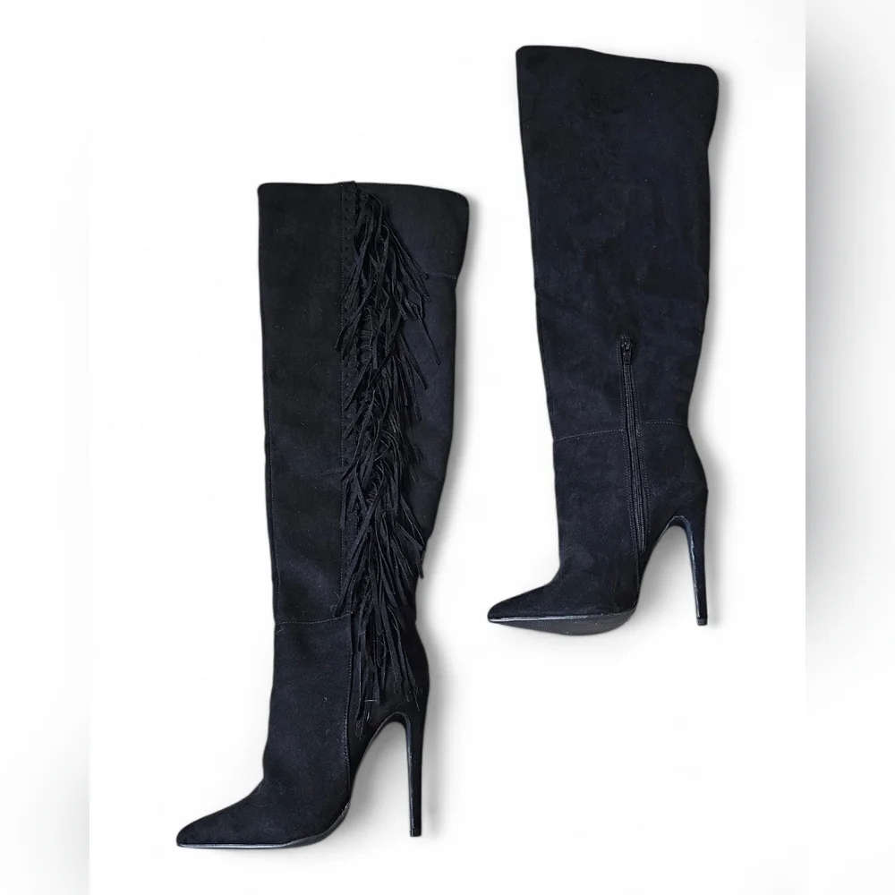 Pretty Girl Women’s Fringe Over-the-Knee Boots Size 7